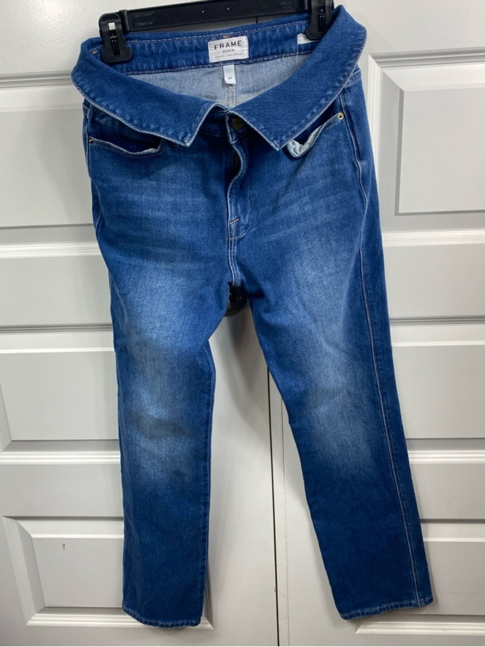 Frame Denim Le High Straight Jeans Women's 27 Fold Over Waist Or High Waist